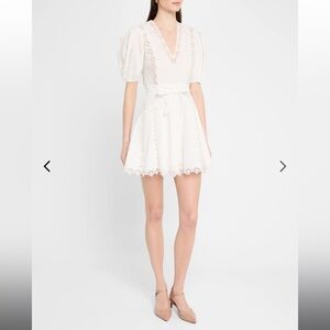 Ulla Johnson Camila White Short Sleeve Mini Dress - 10